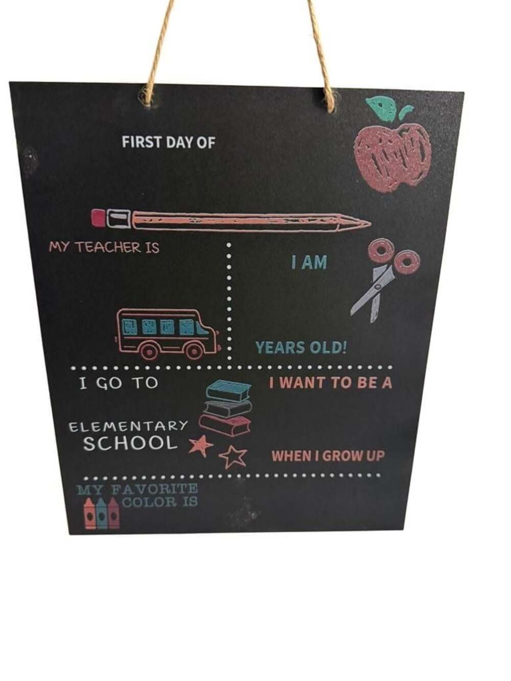 First Day of School Reusable Wooden Chalkboard Photo Prop Sign